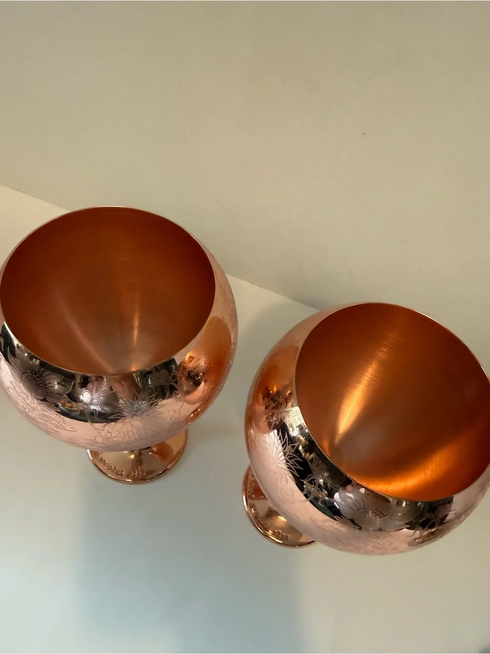 Absolut Elyx Copper Pineapple Barware Theme Goblet Set of 2 Etched “With Love”